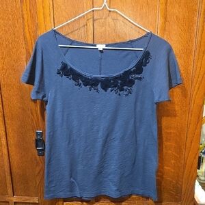 Size Small Embellished Black Tee By Jcrew